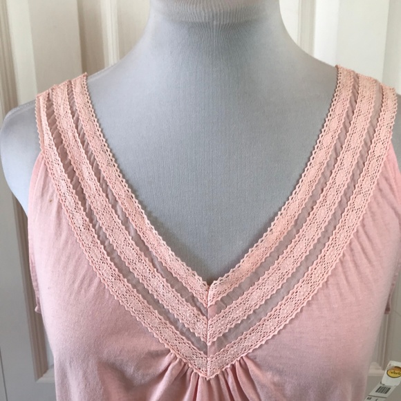 Talbots Light Pink Lace V-Neck Tank Top NWT Sz S - Picture 2 of 6